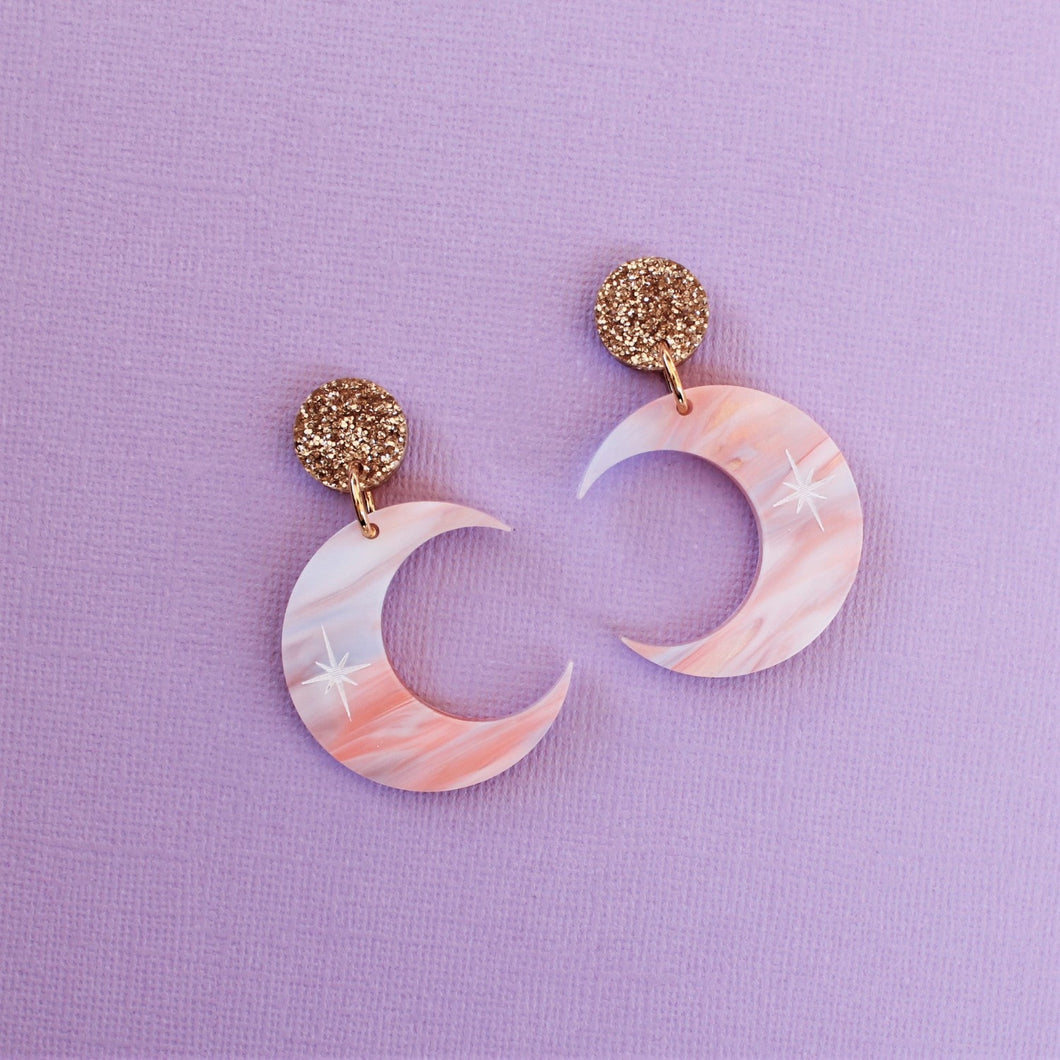 Crescent Moon earrings - Sunset