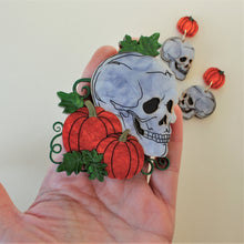 Load image into Gallery viewer, Preorder Skull &amp; Pumpkin brooch
