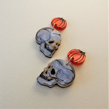 Load image into Gallery viewer, Preorder Skull &amp; Pumpkin earrings
