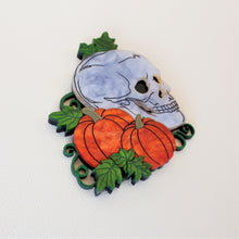 Load image into Gallery viewer, Preorder Skull &amp; Pumpkin brooch
