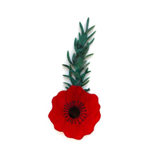Load image into Gallery viewer, Poppy with Rosemary brooch - Red Marble
