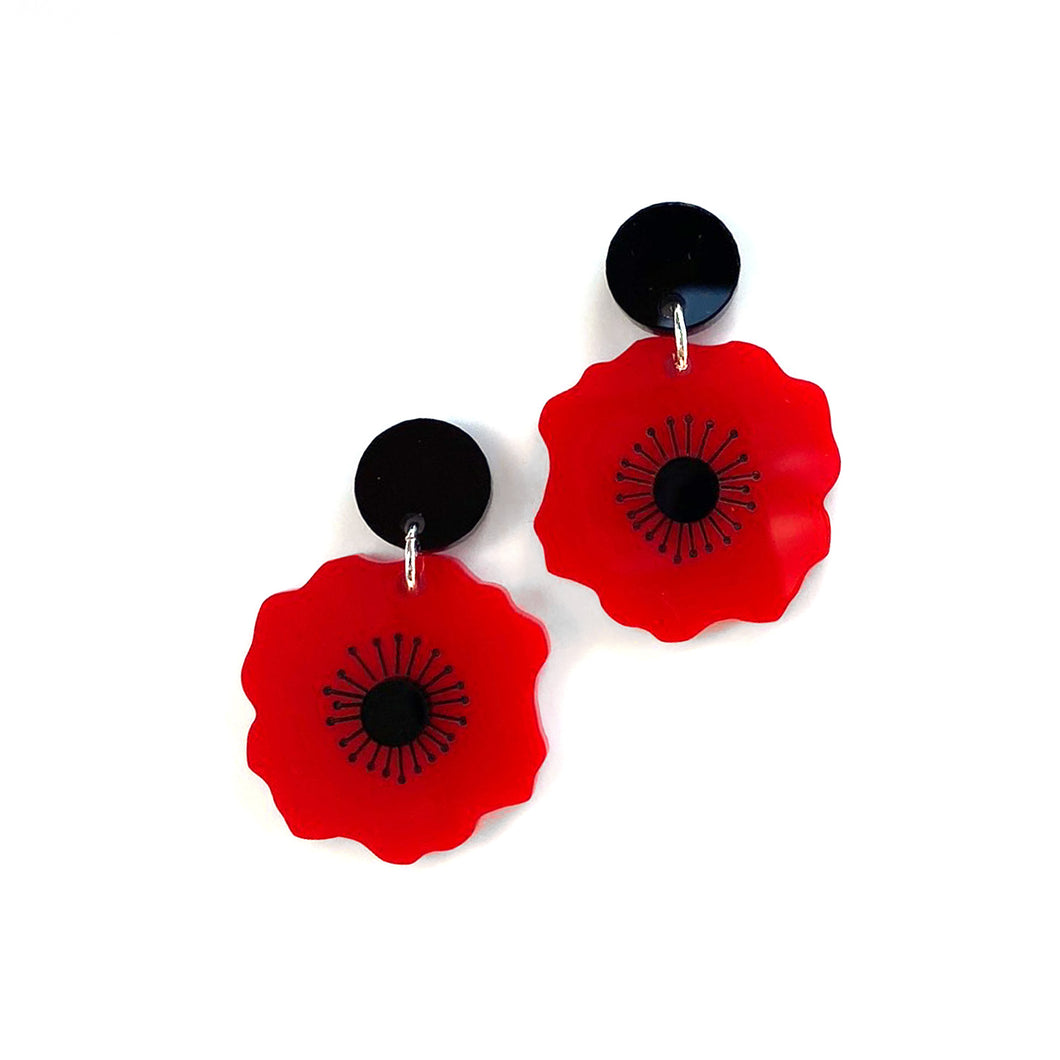 Poppy earrings - Plain Red