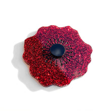 Load image into Gallery viewer, Poppy brooch - Red Glitter
