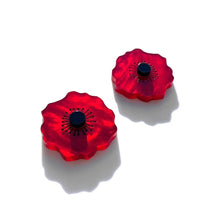 Load image into Gallery viewer, Poppy studs - Red Marble
