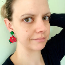 Load image into Gallery viewer, Rose earrings - Red Marble
