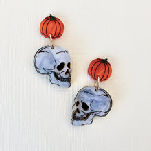 Load image into Gallery viewer, Preorder Skull &amp; Pumpkin earrings
