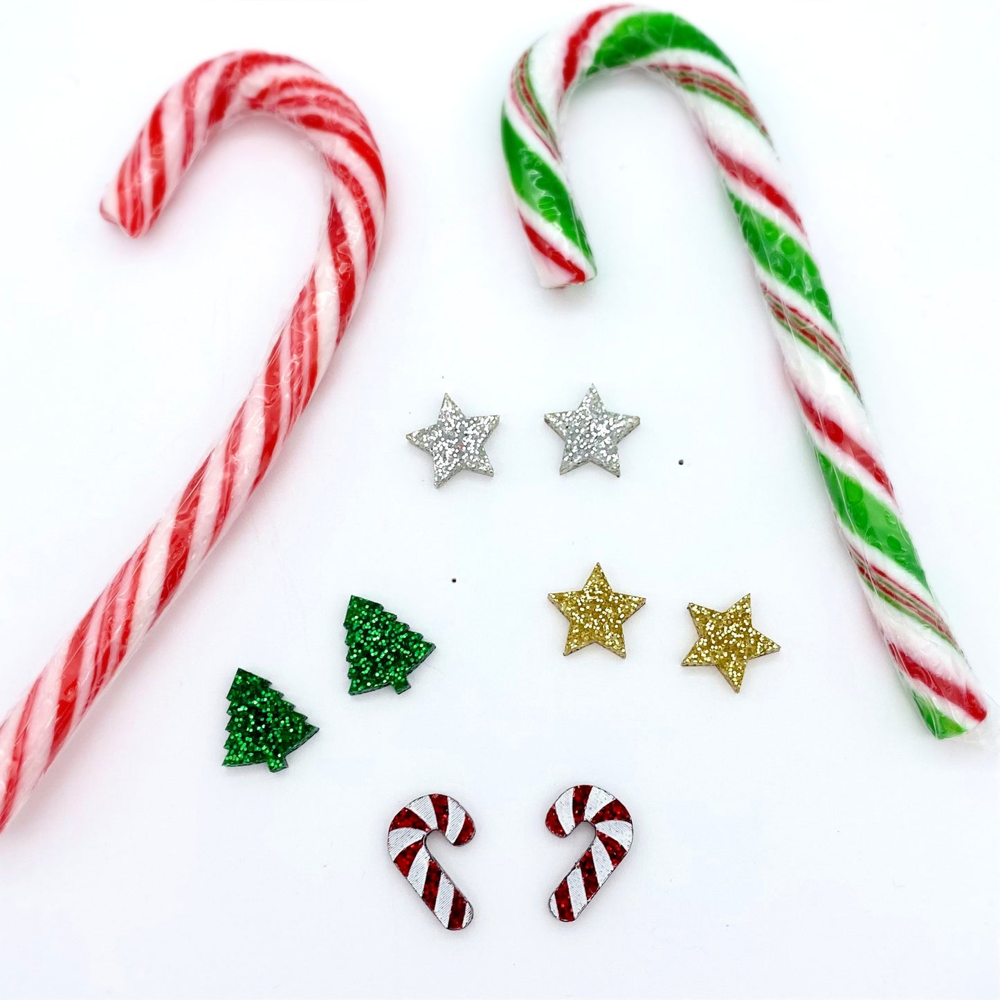 Green Tree Glitter stud earrings