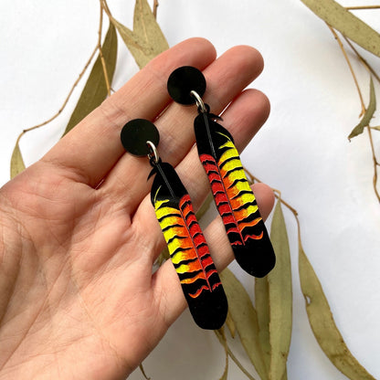 Black Cockatoo Feather earrings