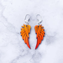 Load image into Gallery viewer, Angel Wing Drop Earrings - Black Iridescent
