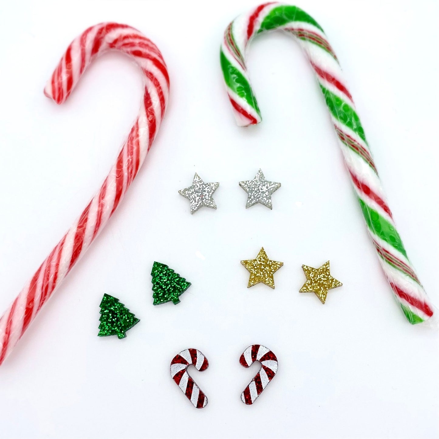 Silver Glitter Star stud earrings