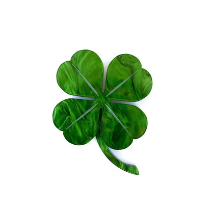 Four Leaf Clover brooch - Green Marble