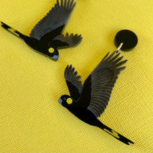 Load image into Gallery viewer, Yellow-Tailed Black Cockatoo earrings
