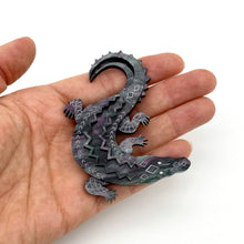 Load image into Gallery viewer, Salty Steve Crocodile brooch - Purple/Green
