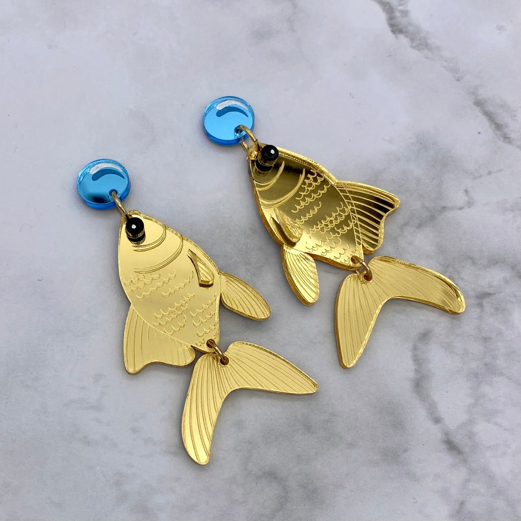 Medium Goldfish earrings - Gold Mirror