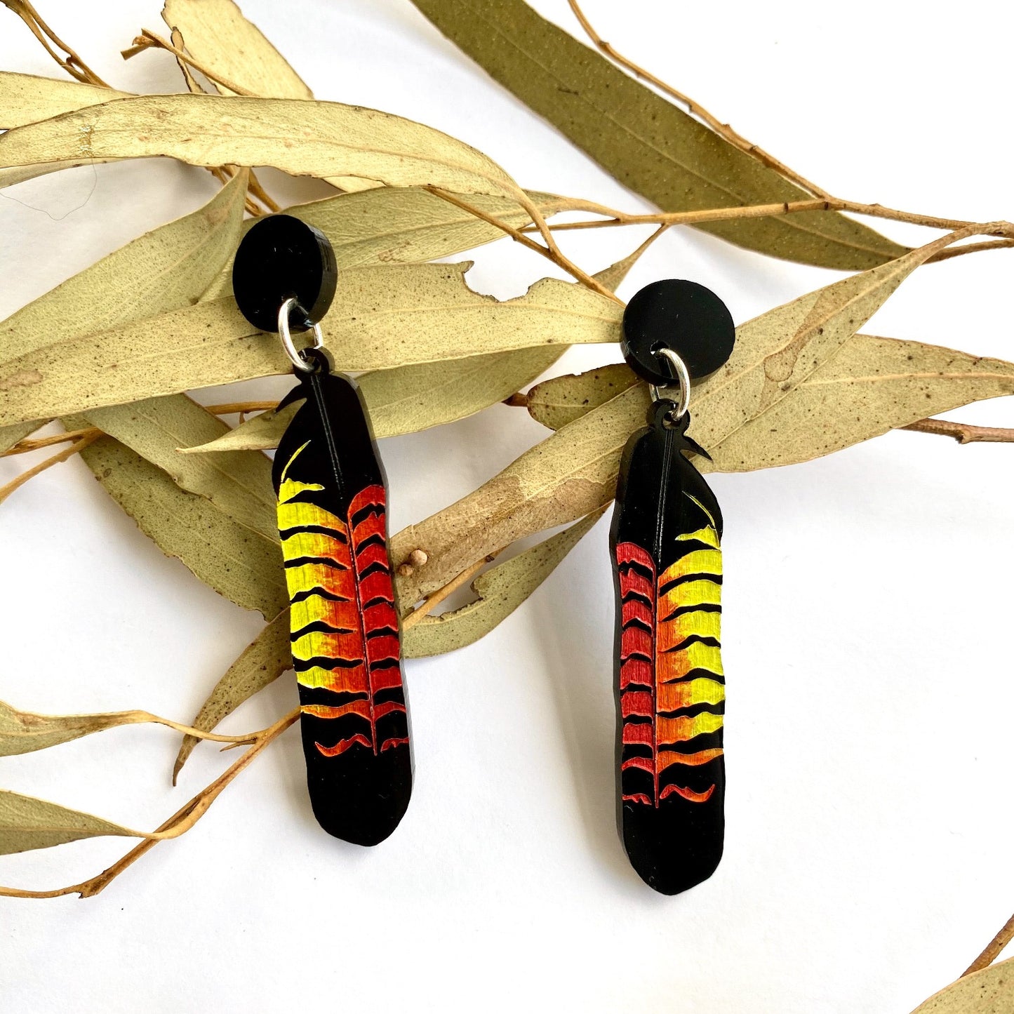 Black Cockatoo Feather earrings