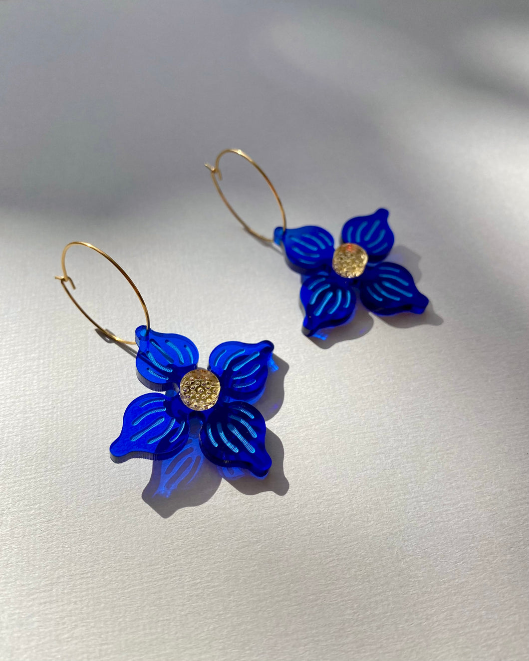 Flower Hoop earrings - Blue