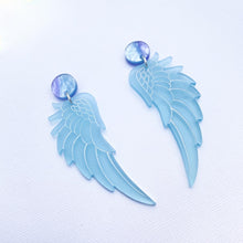 Load image into Gallery viewer, Large Angel Wing Earrings - Frosted Baby Blue
