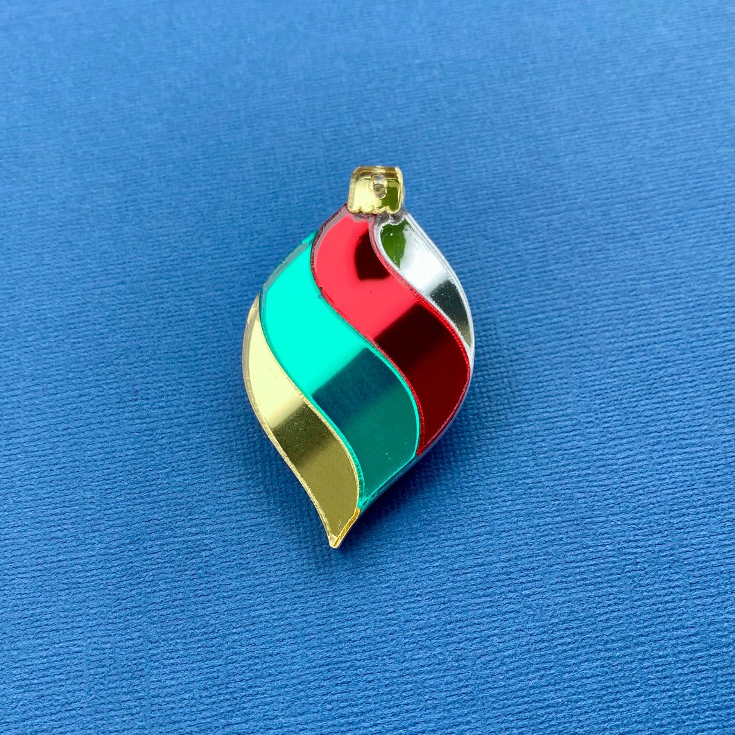 Mirror Christmas Bauble brooch