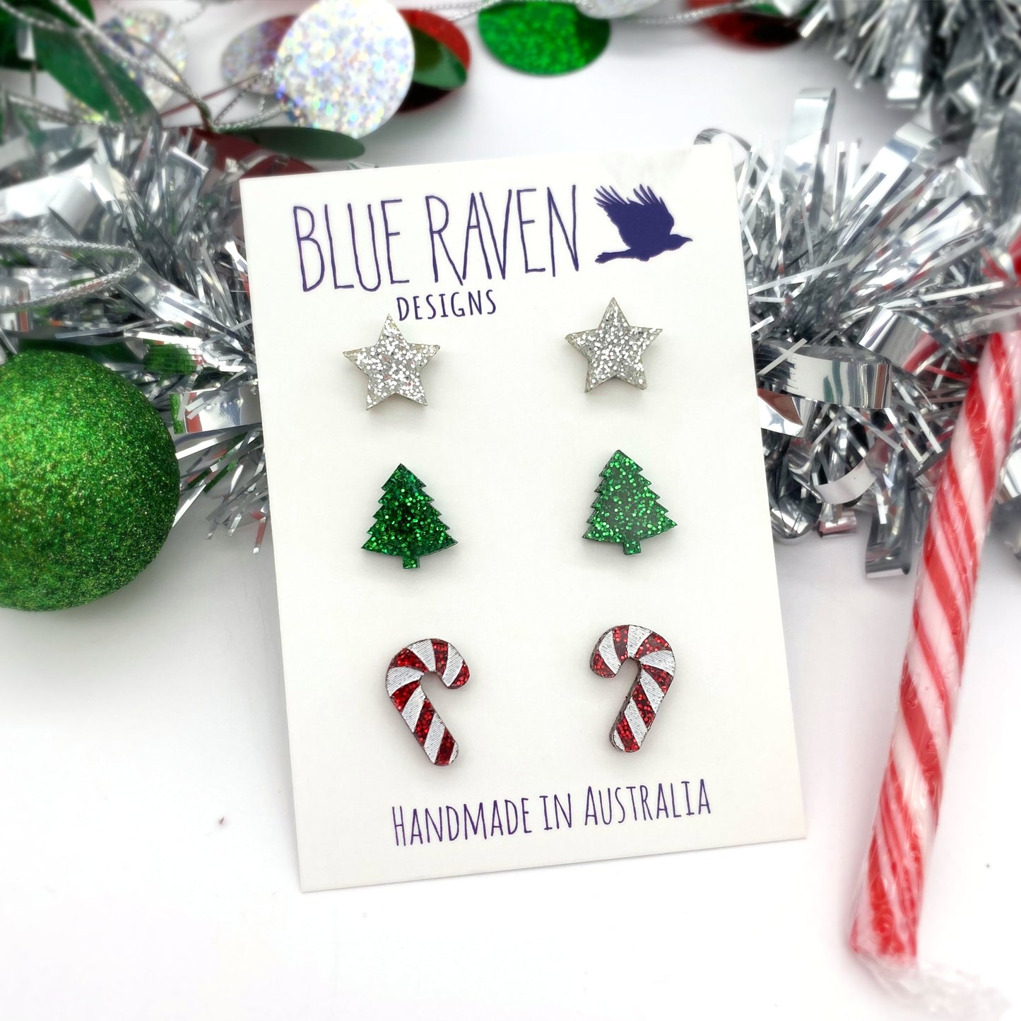 Silver Glitter Star stud earrings