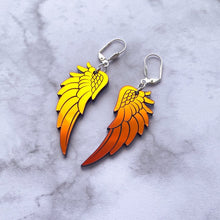 Load image into Gallery viewer, Angel Wing Drop Earrings - Black Iridescent
