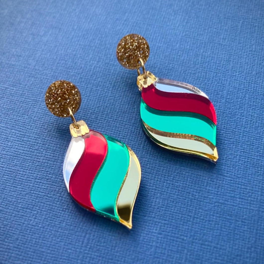 Mirror Christmas Bauble earrings